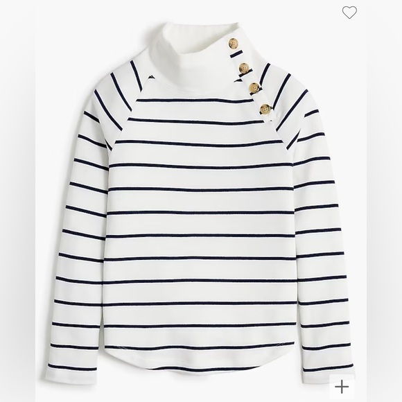 J. Crew Factory Tops - J. Crew Factory Striped wide button-collar pullover sweatshirt Size Medium